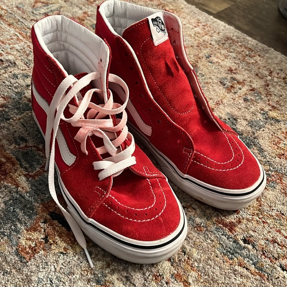 Red suede vans size 8 - Picture 2 of 5